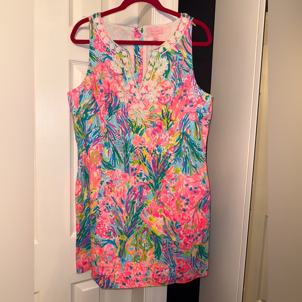 Lilly Pulitzer Gabby Fan Sea Pants Multi Corded Lace Detail Shift Dress - Picture 3 of 6